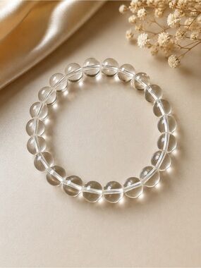 Clear Crystal Bead Stretch Bracelet - Women Jewelry